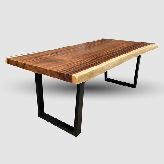 Solid Live Edge Dining Table with Steel Legs with Black Steel Legs | Monkeypod Table