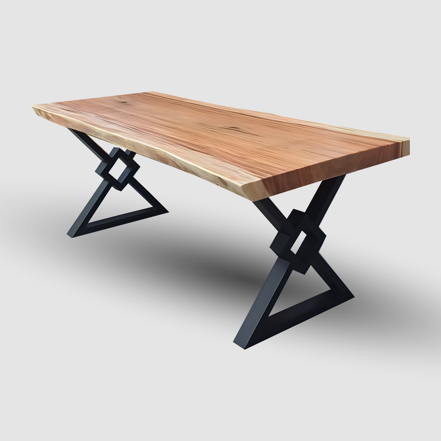 Live Edge Solid Suar Wood Dining Table with Black Steel Legs | Monkeypod Table
