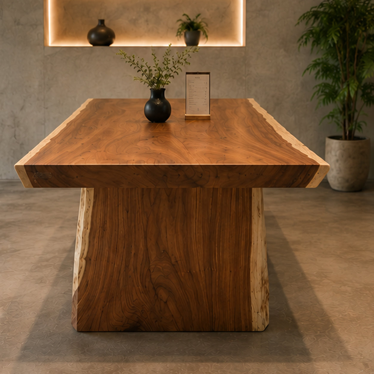 Live Edge Solid Suar Wood Dining Table with Solid Wood Legs | Mokeypod Table
