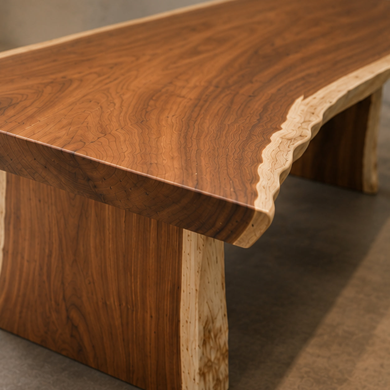 Live Edge Solid Suar Wood Dining Table with Solid Wood Legs | Mokeypod Table