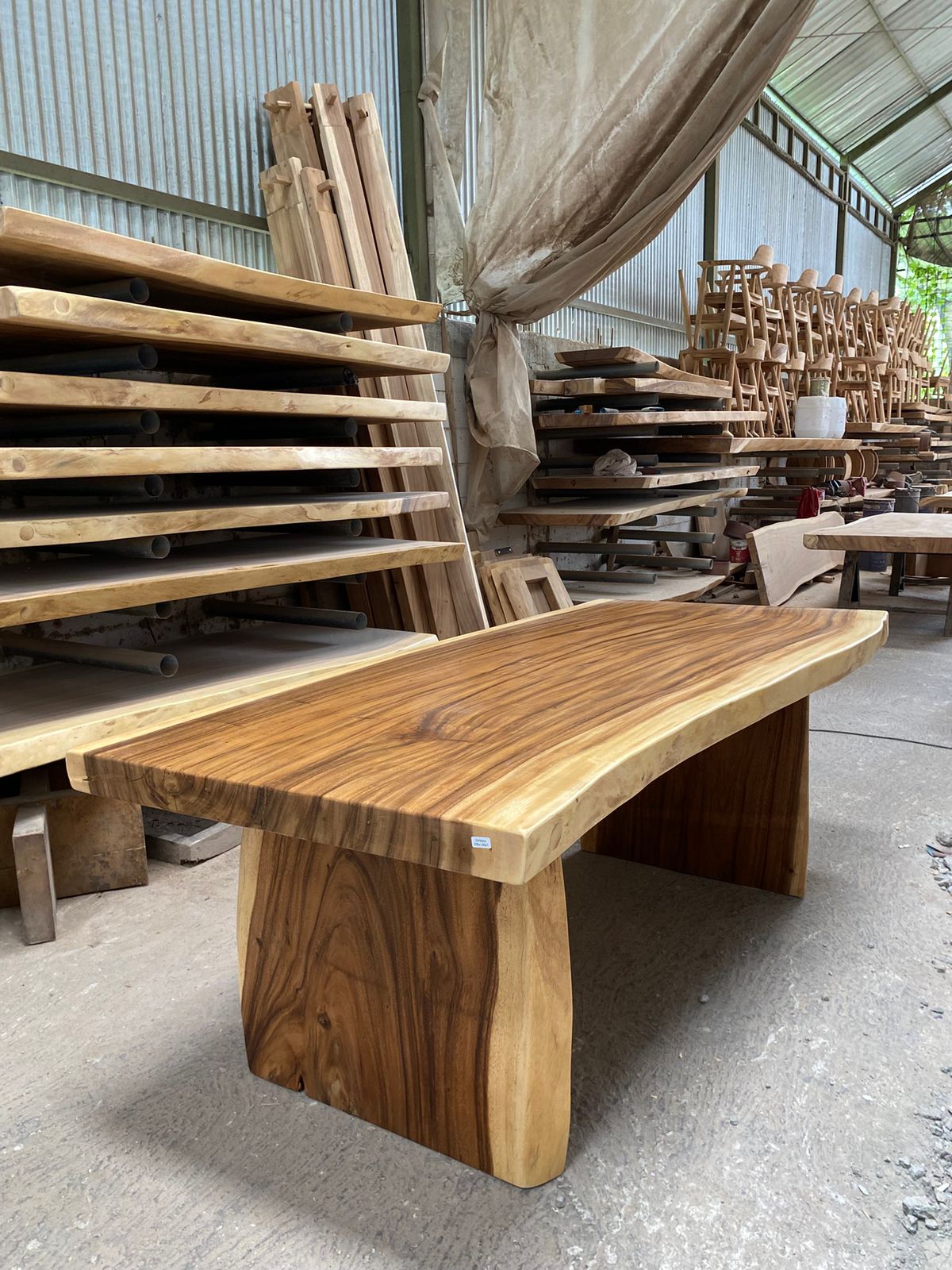Live Edge Solid Suar Wood Dining Table with Solid Wood Legs | Mokeypod Table